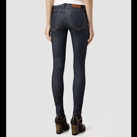 AllSaints Button Mast Skinny Dark Wash Jean - Picture 2 of 5